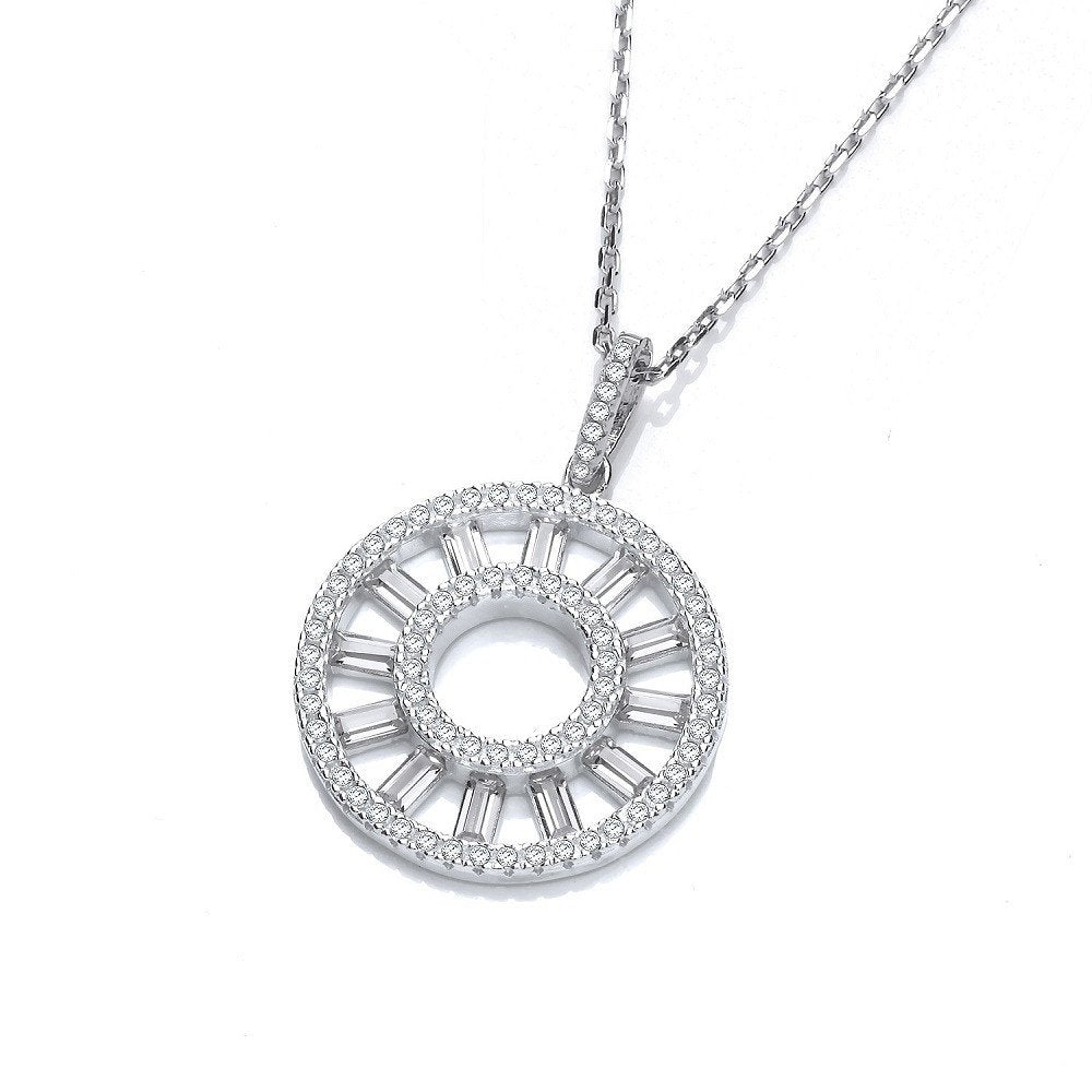 Circle of Life Round & Baguette Cubic Zirconia Pendant with 18" Chain - Fine Necklace – Luxury Jewellery by Imperial T